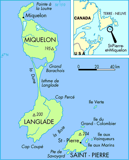 saint pierre et miquelon usa canada carte